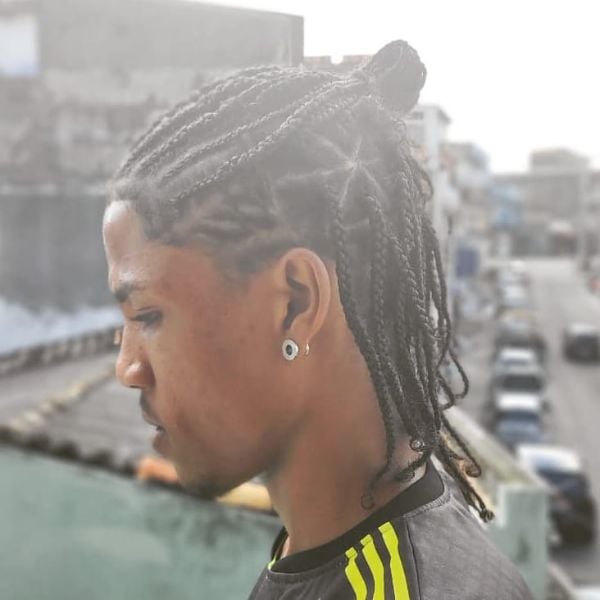 Top Knotted Spider Web-Shaped Box Braids For Men