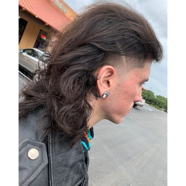 Extra Long Mullet Haircut with Shavede Sides