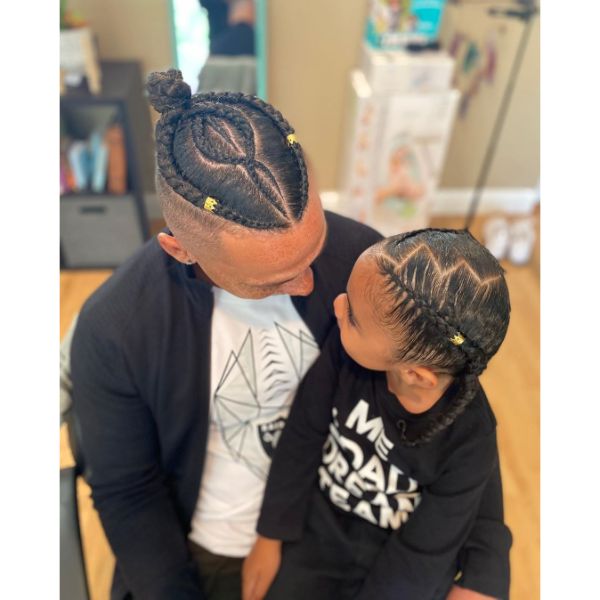 Father-daughter box braids styles