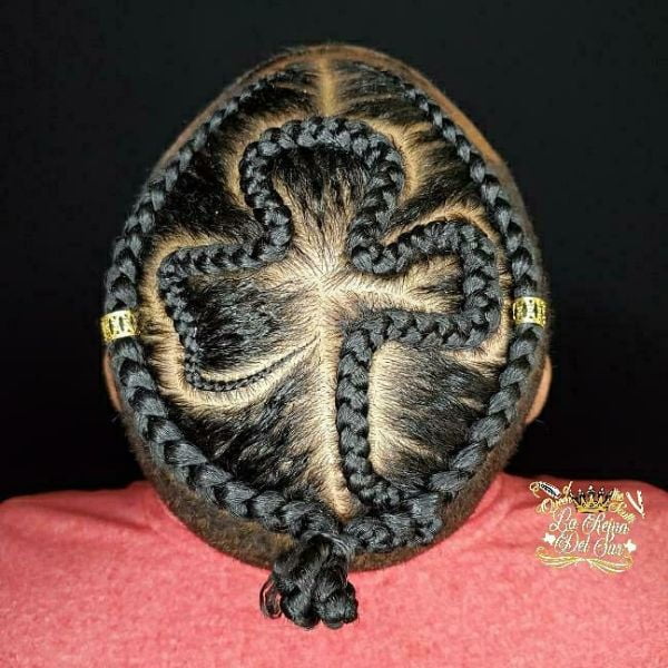 Shamrock-Shaped Design for Cornrows Hairstyle