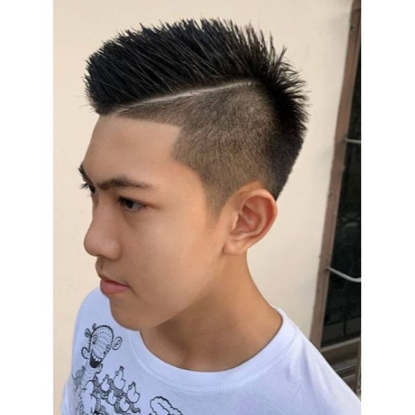  High Fade with Hard Part and Spiky Top