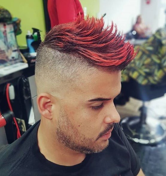  Red Colored Spiky Top for Skin Fade