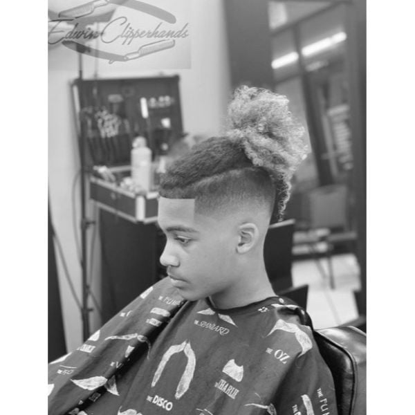  Skin Fade with Curly Ponytail Haircuts For Teen Boys 