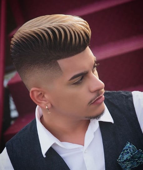 Tight Fade With Smooth High Long Blonde Top