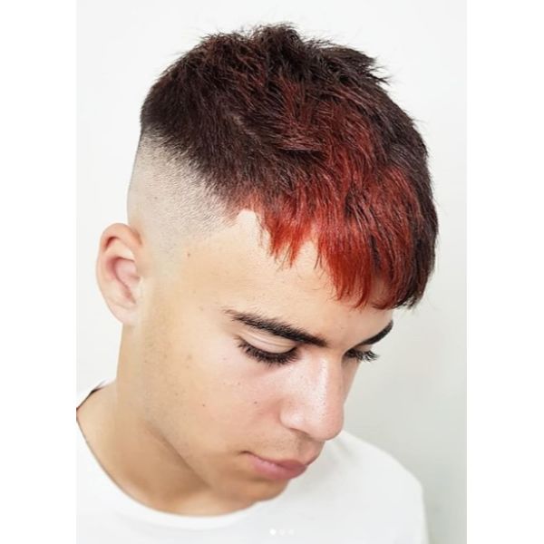 Disconnected Undercut with Red Splash Short Haircuts For Men