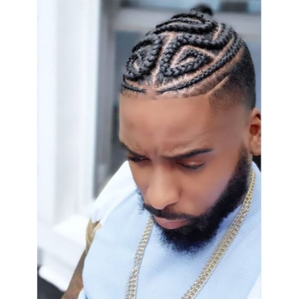 Intricate Braids High Fade Hairstyles for Black Men
