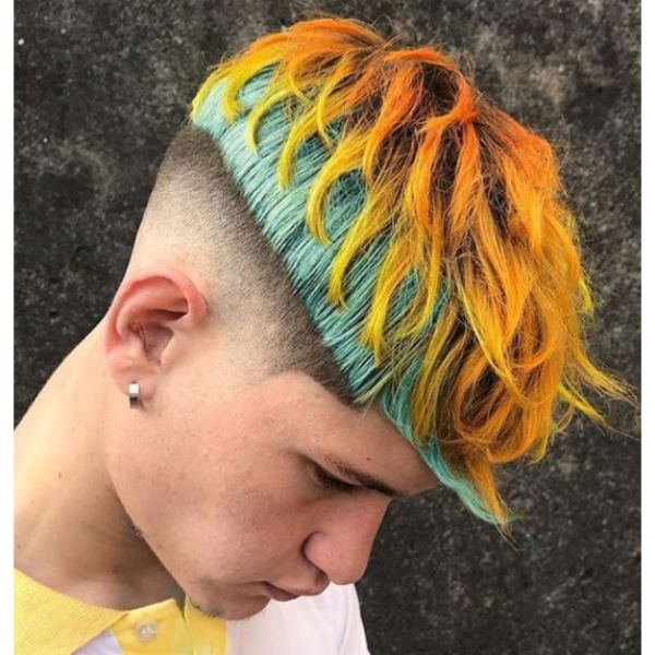  Multicolored Pompadour With Low Fade