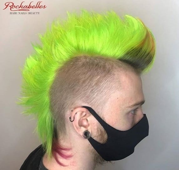 Neon Lime Mohawk with Shaved Sides