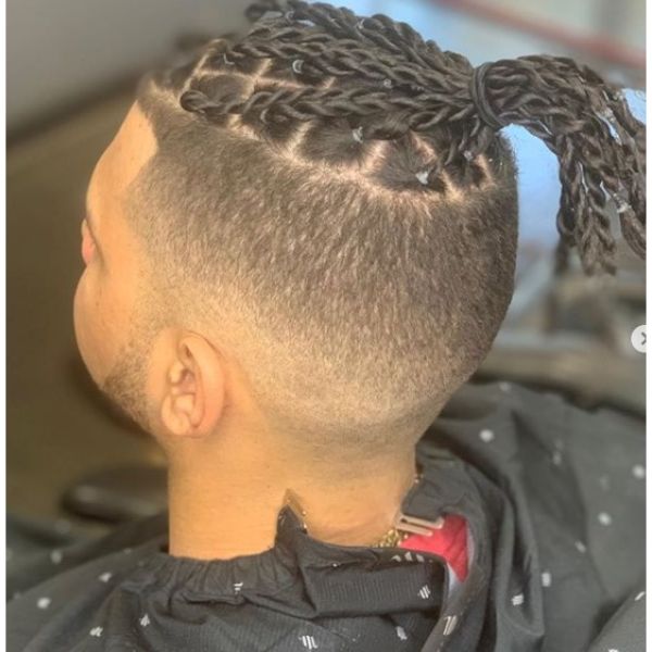 Two-strands Twists with High Fade Man Bun Hairstyles