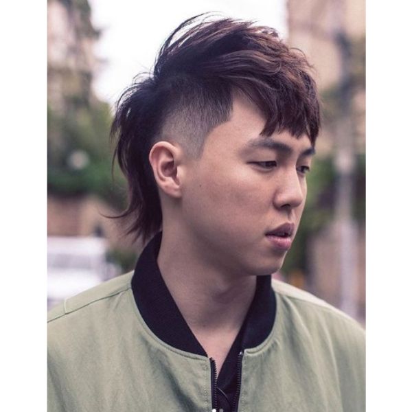 Heavily Chopped Mullet Haircut with Side Fade layered haircuts