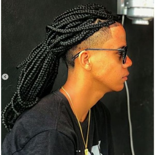  Low Fade With Extra Long Box Braids Afro Hairstyles