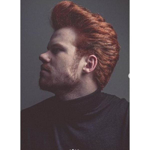 Ginger Red Pompadour Haircut With Widows Peak Hairstyles
