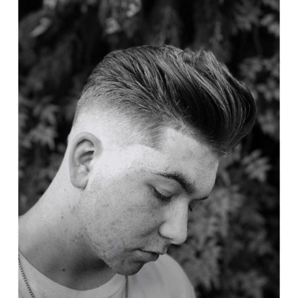  High Fade With Long Top And Widows Peak Hairstyles
