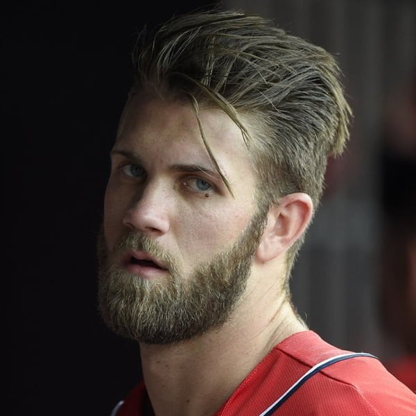Bryce Harper had his hair done into Sided Haircut